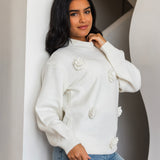 Bloomy Knit Sweater- Off white