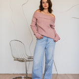 Off-Shoulder Knit Sweater