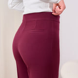 Front Seam Wide Leg Pants- Burgundy