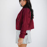 cropped trench coat - Burgundy