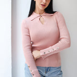 Grace Collar Knit top in pink