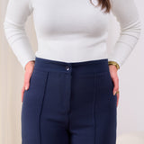 Front Seam Wide Leg Pants- Navy