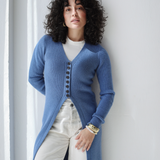 Longline Knit Cardigan-Blue