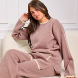 Knit Set with Front Pockets - Light Brown