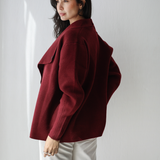 Wrap Cape Cardigan-Burgundy