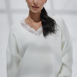 The Lace Sweater-White