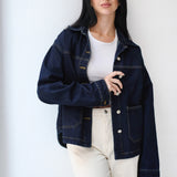 Essential Dark Blue Denim Jacke