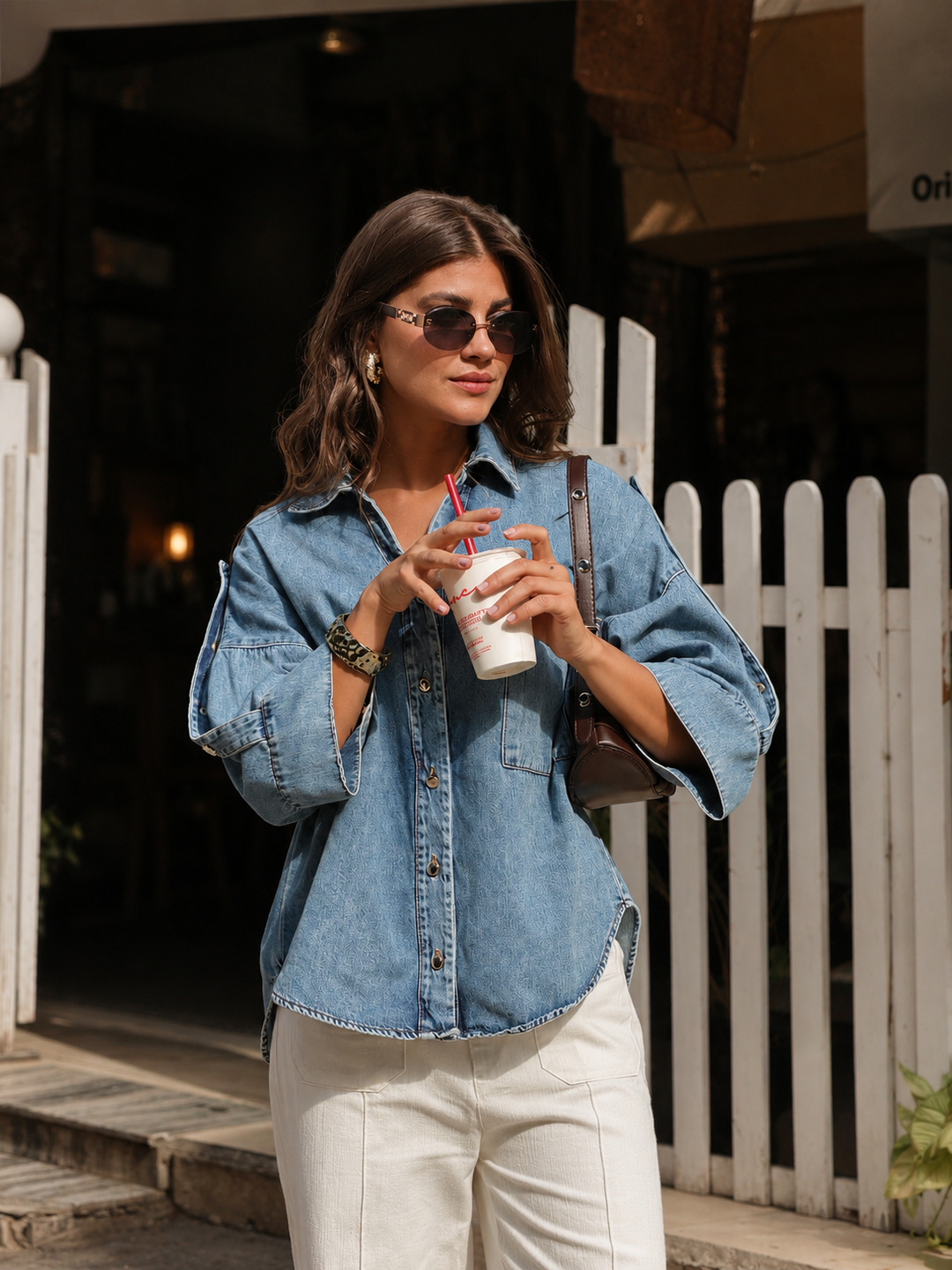 Wide Sleeve Denim Shirt