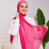 PLAIN CHIFFON SCARF-Fuchsia