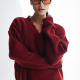 The Lace Sweater-Burgundy