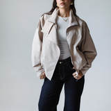 Waterproof Gabardine Utility Jacket-Beige