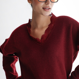 The Lace Sweater-Burgundy