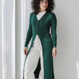 Longline Knit Cardigan-Olive
