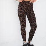 Winter Leopard Leggings - Brown