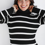 Striped knit dress - Black