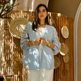 Oriental linen kimono - Baby blue