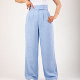 Linen wide-leg pants blue