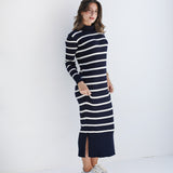 Striped knit dress - Navy