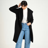 Wool Hooded coat-Black