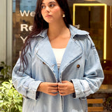 Sky Blue Denim Trench Coat