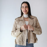 Leather jacket in beige