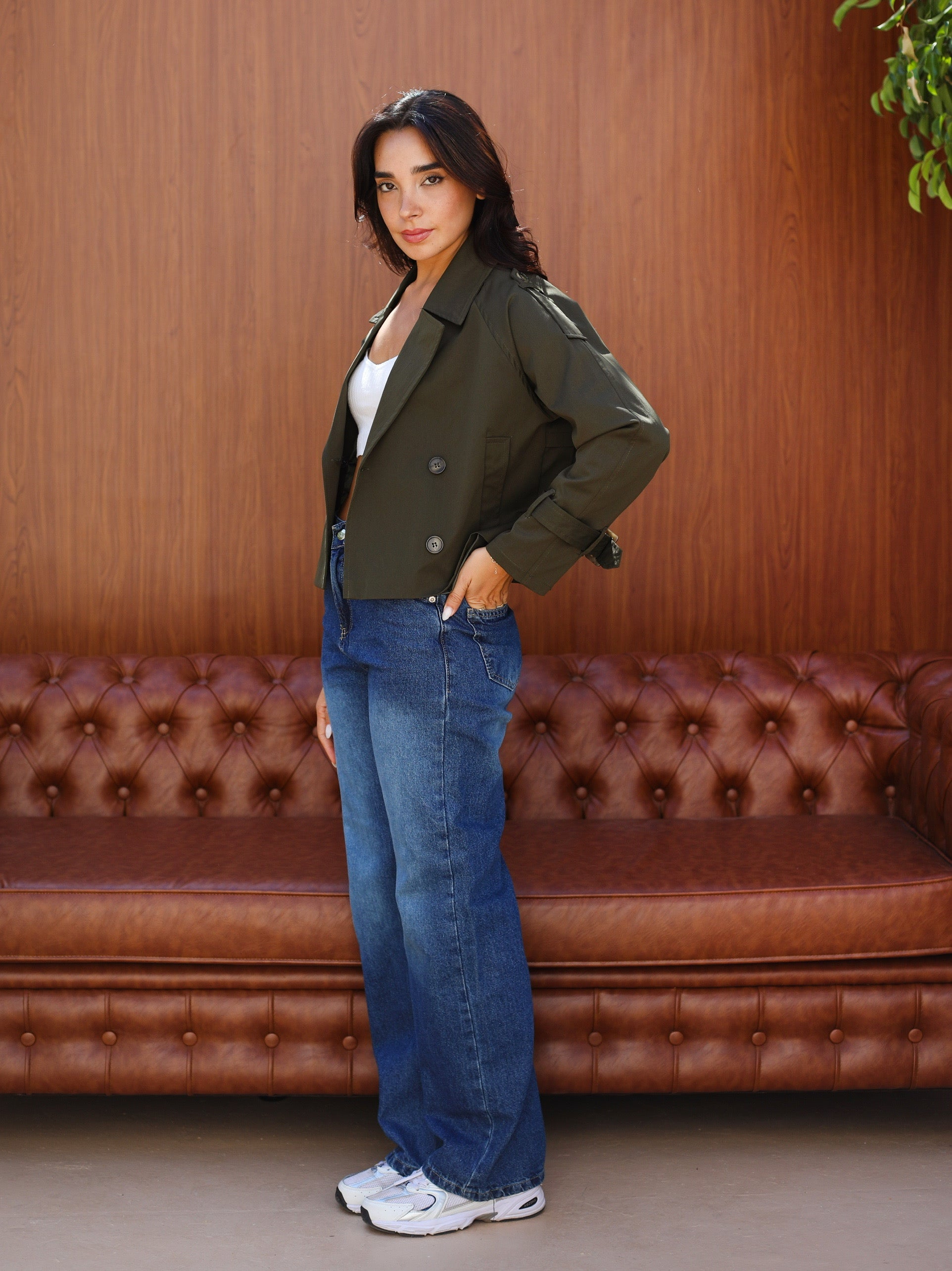 Cropped trench coat