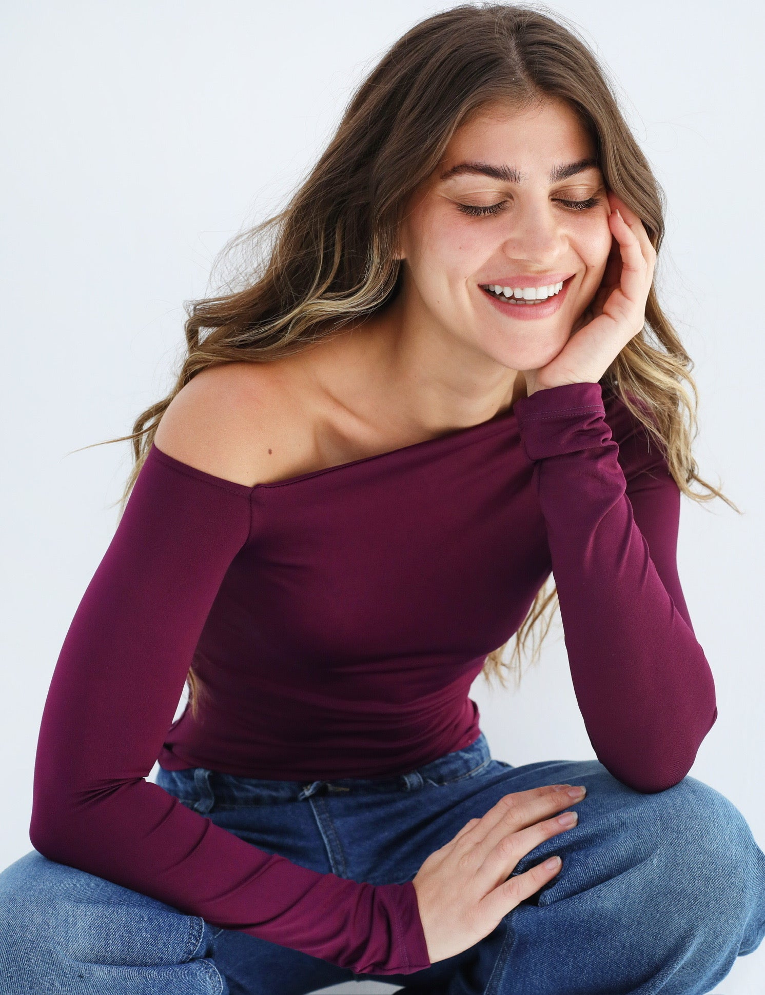 One Shoulder Long Sleeves Top