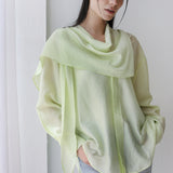 Scarf Collar Shirt- sage green
