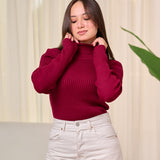 High neckline top - Burgundy