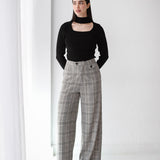 Plaid Wide-Leg Pants