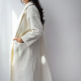 Teddy Long Coat in off-white