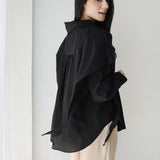Scarf Collar Shirt- Black