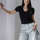 Short Sleeve V-Neck Top