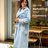 Sky Blue Denim Trench Coat