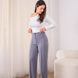 Front Seam Wide Leg Pants-Gray