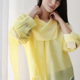 Scarf Collar Shirt- Yellow