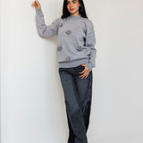 Bloomy Knit Sweater- Gray