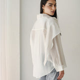 Scarf Collar Shirt- Of white