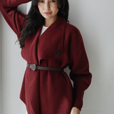 Wrap Cape Cardigan-Burgundy