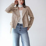 Leather jacket in beige