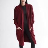 Oversized Longline Cardigan-Burgundy