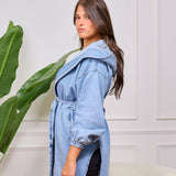 hooded denim jacket - Light blue