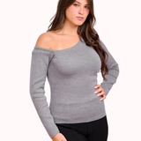 One shoulder basic top- Dark gray