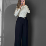 Elastic waist wide-leg pants