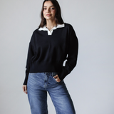 Collar Knit Sweater-Black