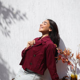 cropped trench coat - Burgundy