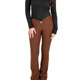 Mid-Rise Flare Pants- Brown