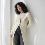 Longline Knit Cardigan-Cream