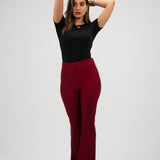 High-Waisted Flare pants-burgundy