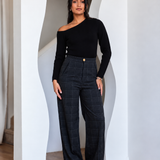 Plaid formal Pants-Dark Gray
